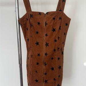 Altar'd State Brown Dress with Black Star Pattern